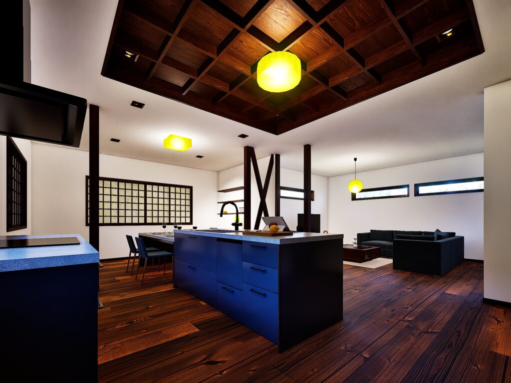 駿河区下川原の穏やかな街並みに馴染むよう、家族の会話が弾む開放的な間取りへとリノベーションしました。