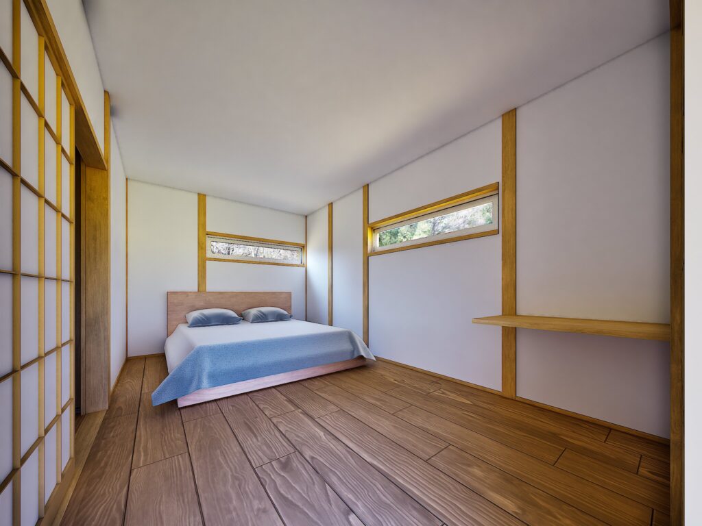 余計な装飾を削ぎ落とし、木の香りと柔らかなライティングに包まれる寝室は、空き家再生で叶える究極の休息の場です。