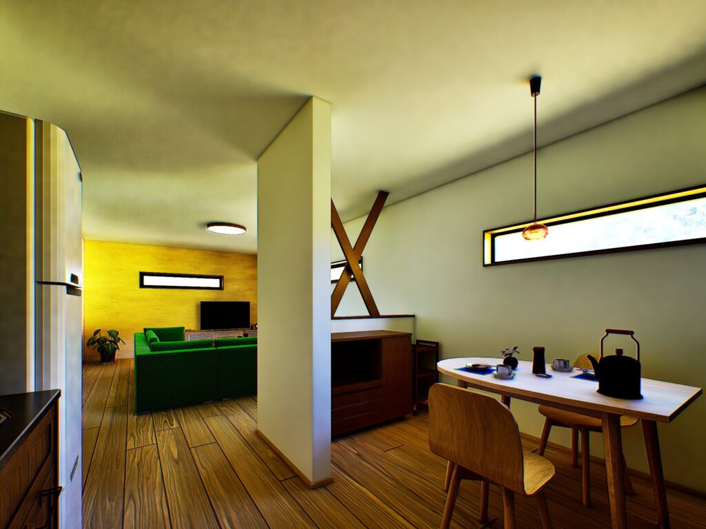 リノベーションで壁を最小限に抑え、光と風が通り抜ける心地よい間取りを実現しました。