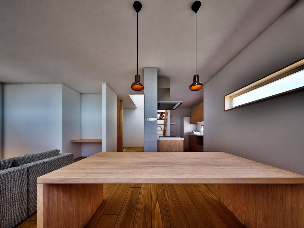 静岡の暮らしに馴染む無垢材を使い、家族や友人が自然と集いたくなる空間に仕上げました。