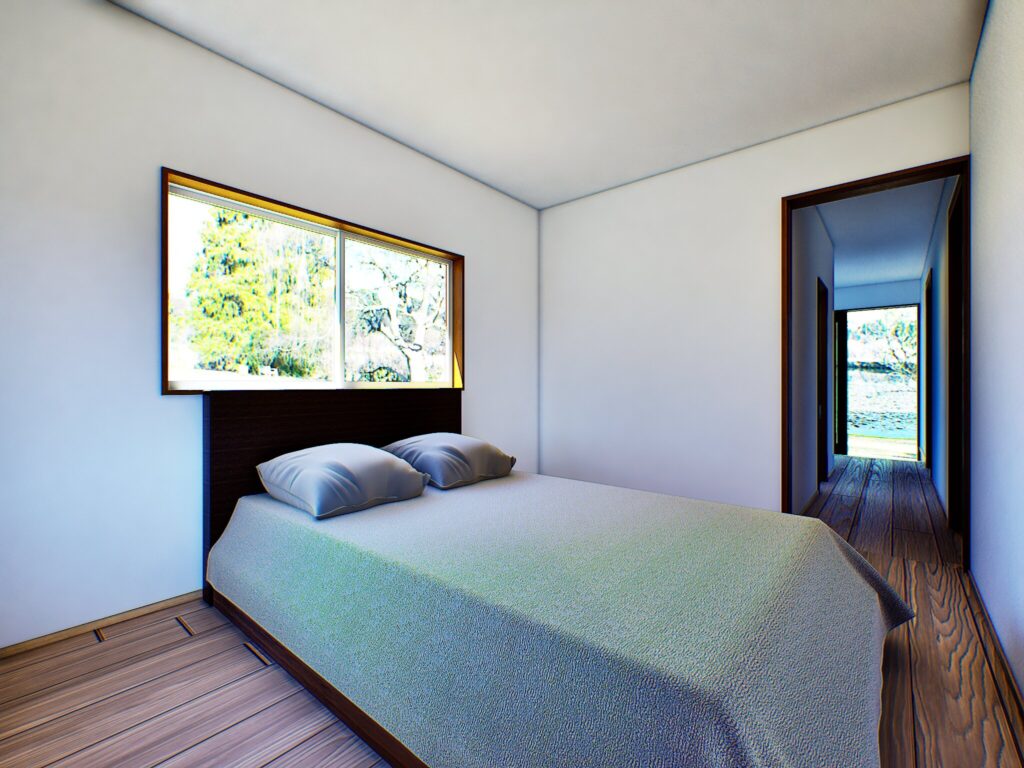 大きな窓から藤枝の豊かな緑を望む、開放感あふれるプライベートルームです。巾木や建具の細部までこだわり、日々の疲れをリセットできる素朴で温かな空間に再生しました。